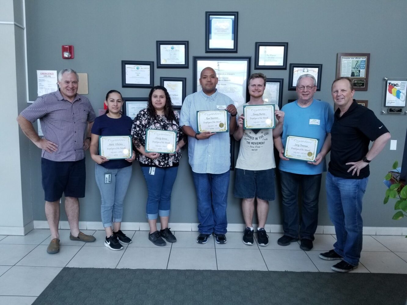 AMS Employees Honored – August 2017 | AMS Fulfillment
