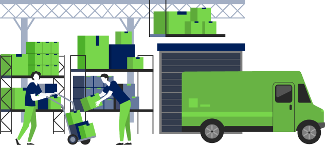 Packing a truck for shipping cartoon