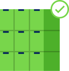 Graphic illustration of boxes stacked 3x3.
